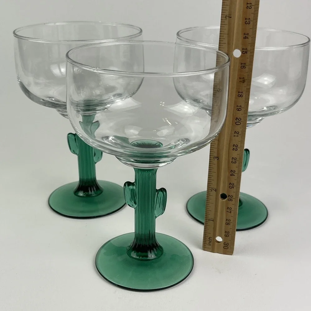 Libbey Cactus Stemmed Margarita Glass Set of 3 6.25x4
